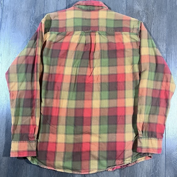 Orvis Plaid Shirt Men Large Red Yellow Green Wool Blend‎ Button Down Fly Fishing - Picture 2 of 8